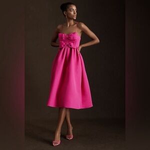 Sachin & Babi Sloane Taffeta Double-Bow Pleated Midi Dress - NWT Sz 14